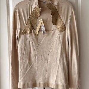 Roberto Cavalli Cream Blouse with Gold Accents